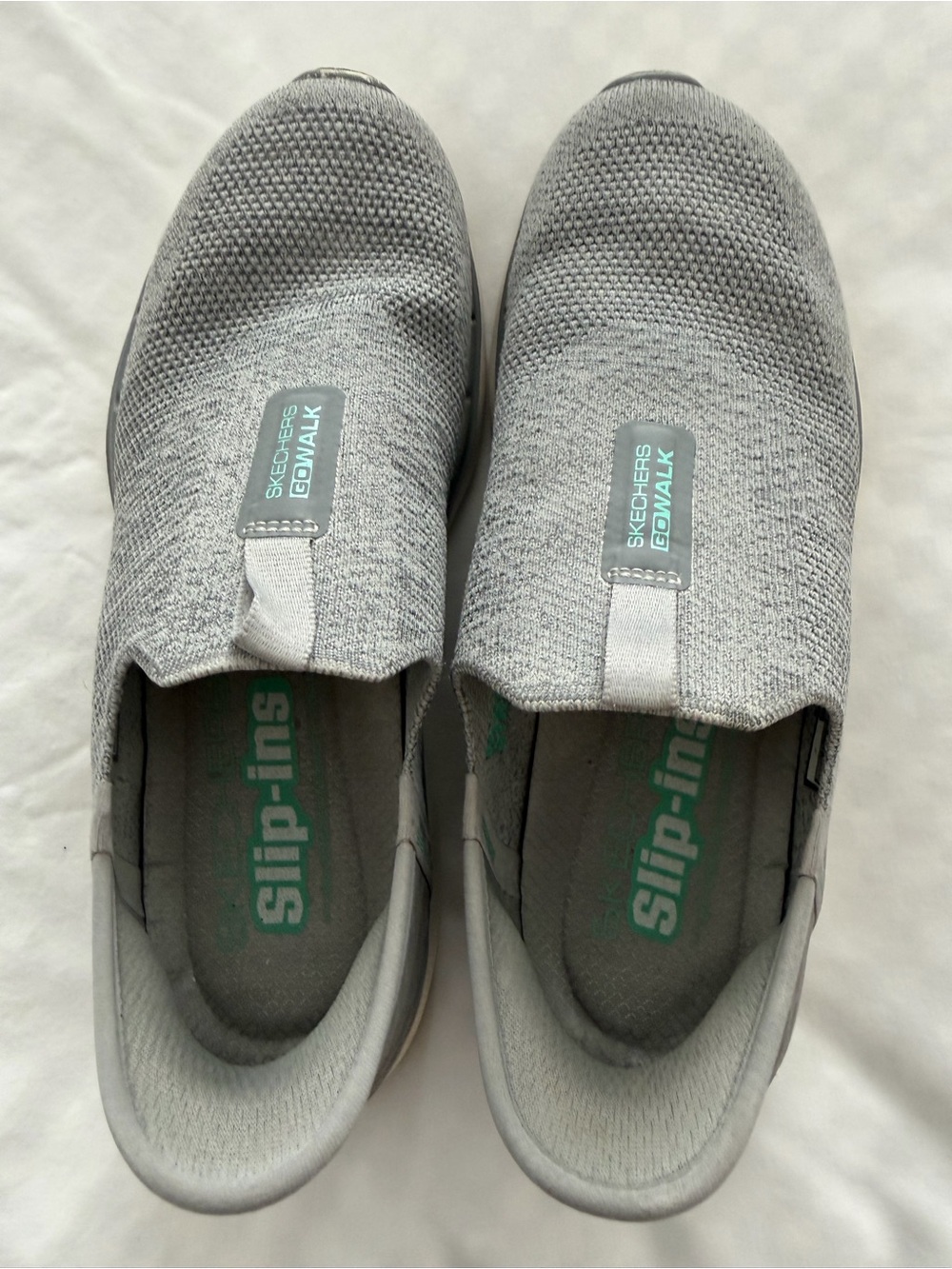 Skechers Slip-On Loafers in Light Gray Knit
